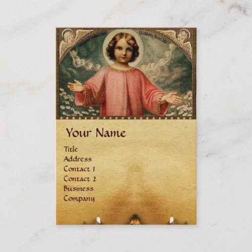 CHILD JESUS WITH ANGELS AND CHRISMAS CROWNS BUSINESS CARD