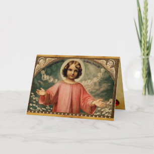 CHILD JESUS WITH ANGELS, Brown Parchment Holiday Card