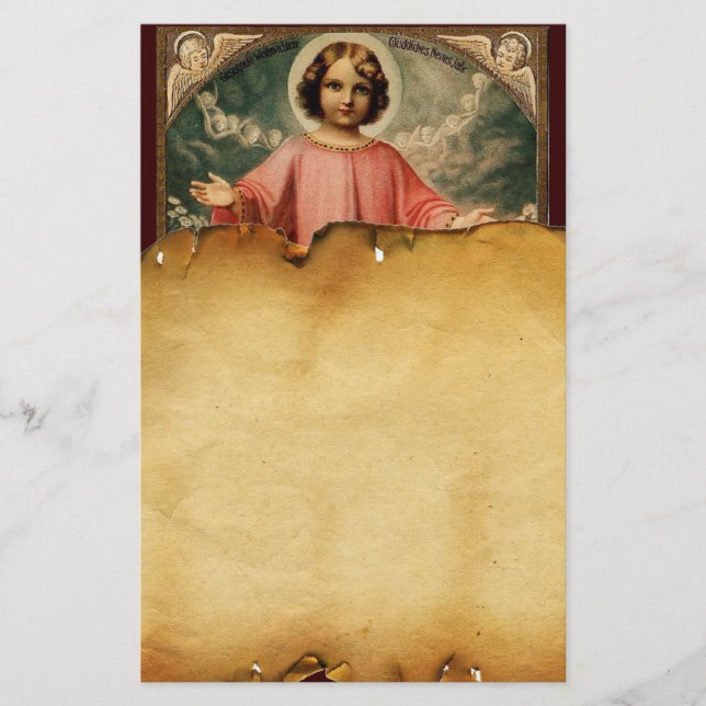 CHILD JESUS WITH ANGELS,  Parchment Stationery (Front)