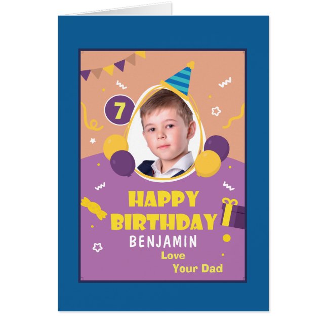 Child Kid Photo Happy Birthday Personalize Card (Front)
