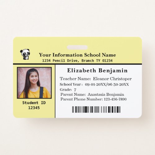 Child Kids ID Identification Card Students School Badge