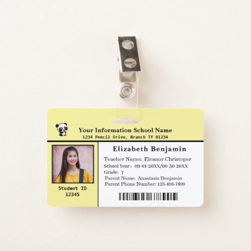Child Kids ID Identification Card Students School Badge