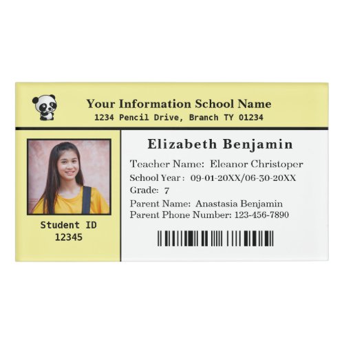 Child Kids ID Identification Students School Name Tag