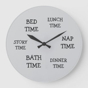 child kids nursery daily schedule gray with text  large clock