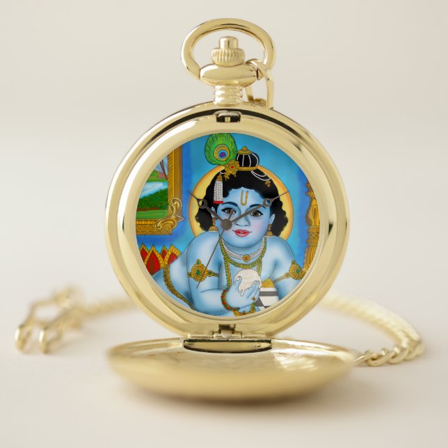 Child Krishna Wall Clock Pocket Watch (Inside)