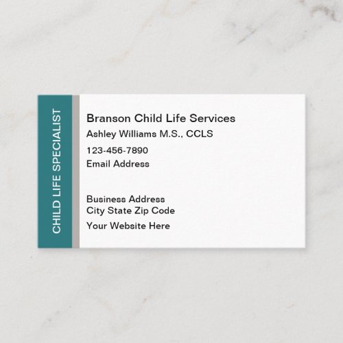 Child Life Specialist Editable Business Cards