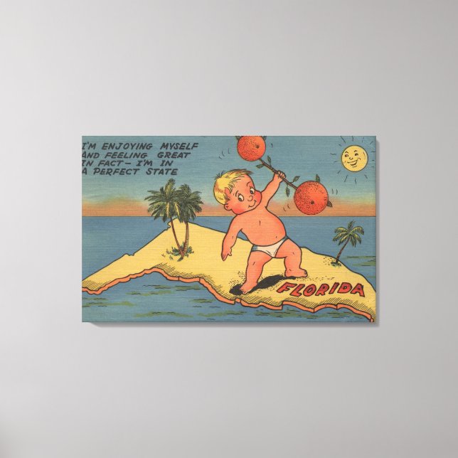 Child Lifting Barbell of Oranges Canvas Print (Front)