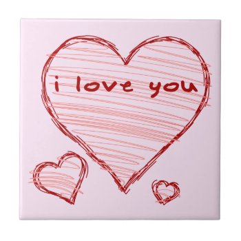 Child-like Declaration Of Love In Crayon & Marker Tile by egogenius at Zazzle