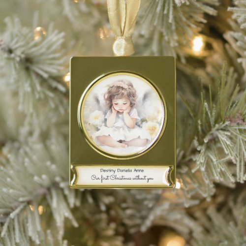 Child Memorial First Christmas Without You Gold Plated Banner Ornament