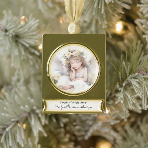 Child Memorial First Christmas Without You Gold Plated Banner Ornament