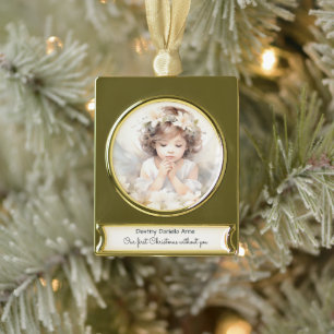 Child Memorial First Christmas Without You Gold Plated Banner Ornament