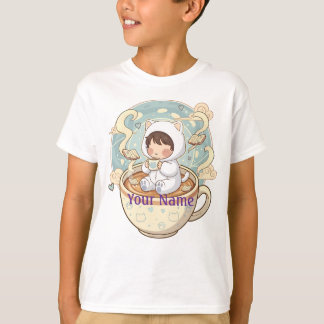 Child Name Cat Kids T-Shirt for Boys Girls School