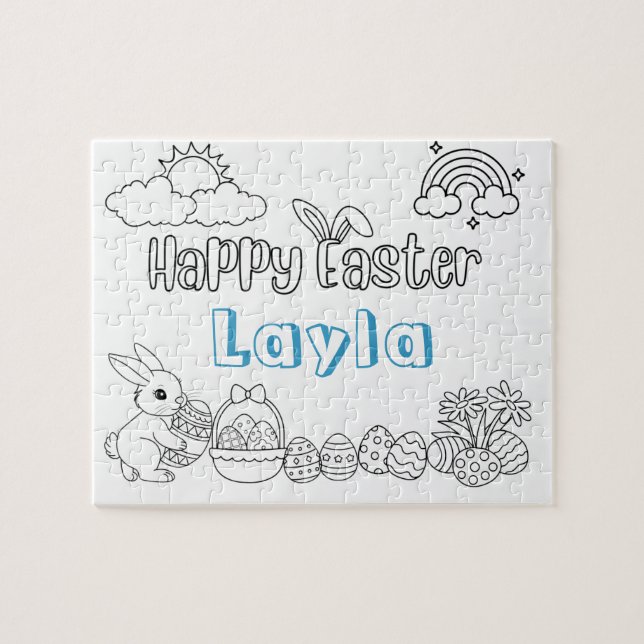  Child Name Easter Coloring Puzzle  (Horizontal)