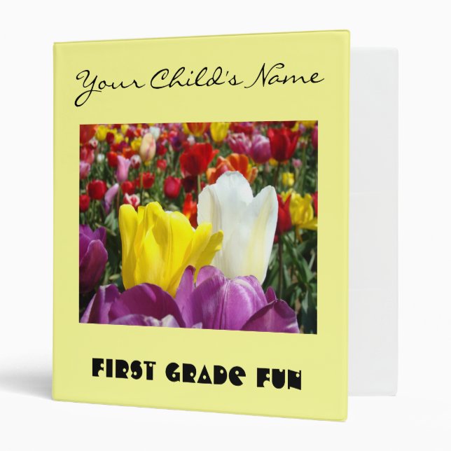 Child Name First Grade Fun binder Scrapbook Tulips (Front/Inside)