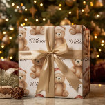 Child Name Teddy Bear Christmas  Wrapping Paper Sheets<br><div class="desc">Child Name Teddy Bear Christmas</div>