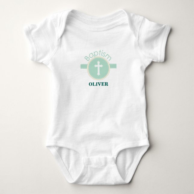 Child of God Baptism, Gender Neutral Green Baby Bodysuit (Front)