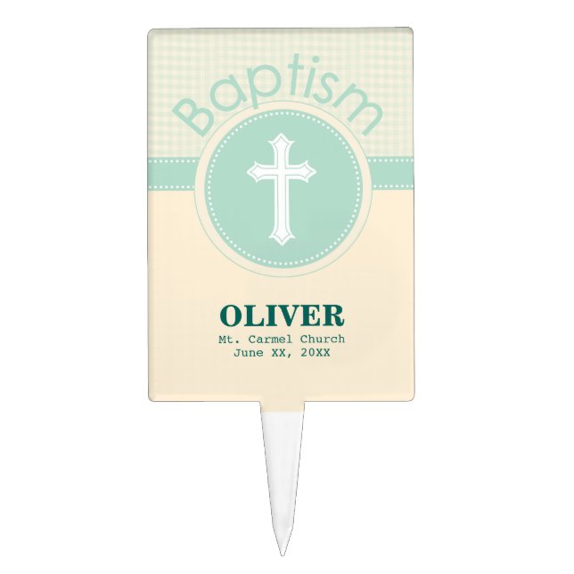 Child of God Baptism, Gender Neutral Green Cake Topper (Front)