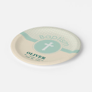 Child of God Baptism, Gender Neutral Green Paper Plates