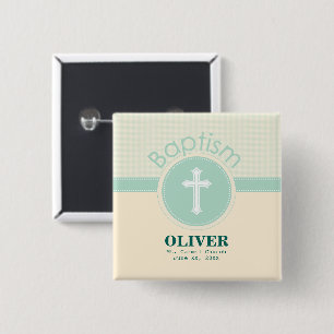 Child of God Baptism, Gender Neutral Green Pinback Button