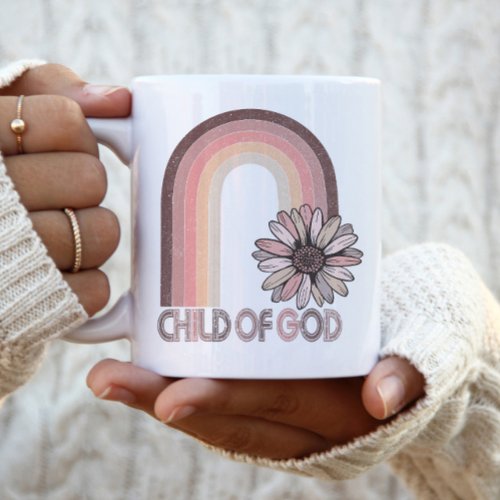 Child of God Christian Quote Faith Religious Retro Two_Tone Coffee Mug