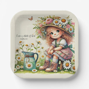 Child of God daisy girl Paper Plates