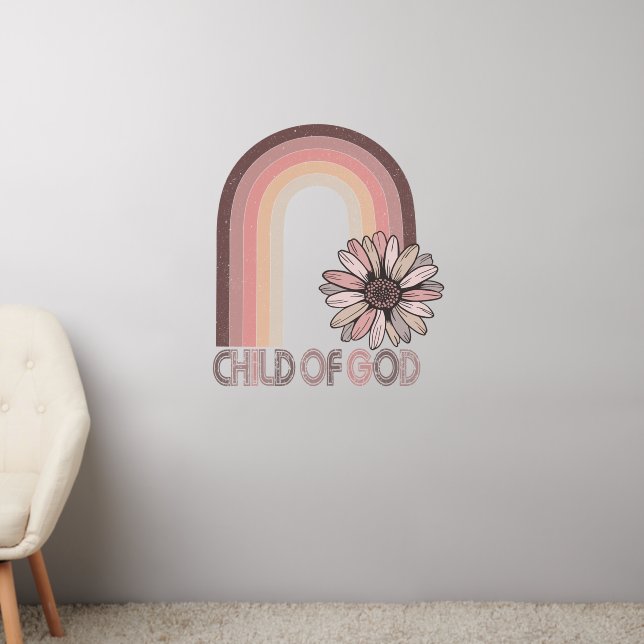 Child of God Faith Christian Quote Jesus Rainbow Wall Decal (Living Room 2)