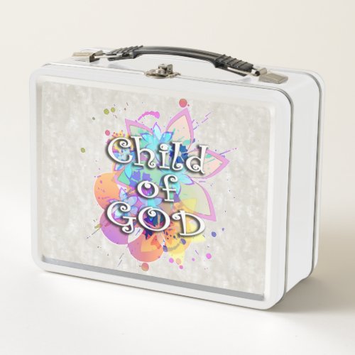Child of God Rainbow Watercolor Metal Lunch Box