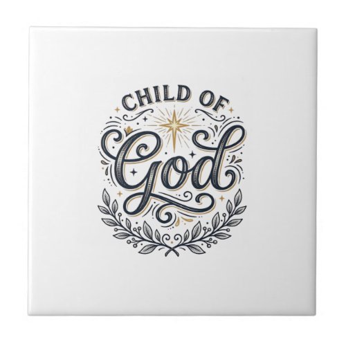 Child Of God Vintage Engraving Shirt Design_1 Ceramic Tile