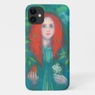 Child of the forest, red haired girl, green shades iPhone 11 case