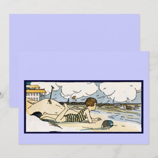 Child on Beach Vintage Art (Front/Back)