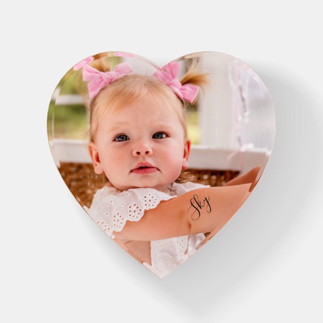 Child Photo Heart  Paperweight (Front)