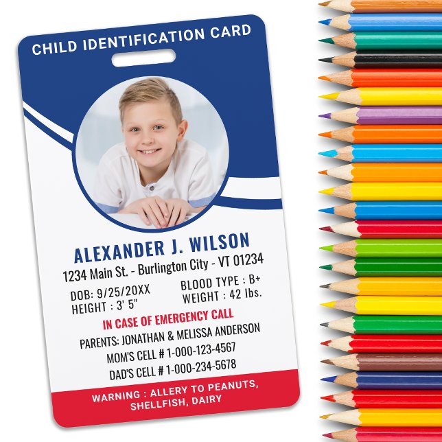 Child Photo ID Custom Emergency Identification  Badge (Creator Uploaded)