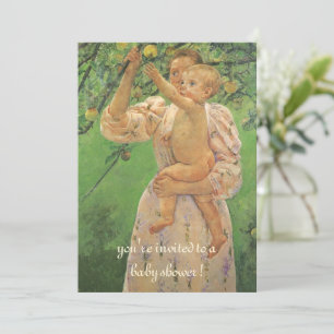Child Picking Fruit by Cassatt Vintage Baby Shower Invitation