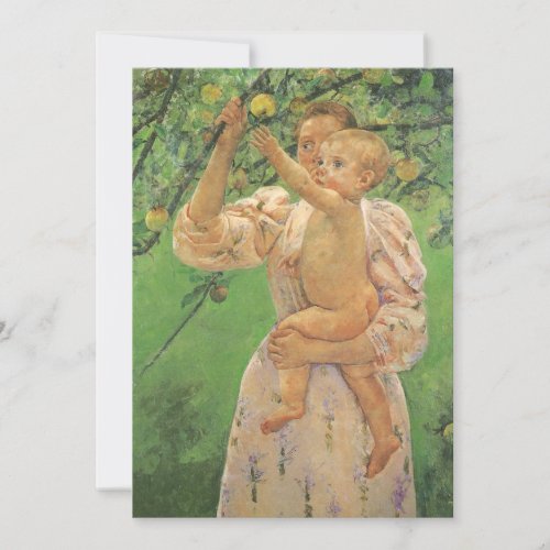 Child Picking Fruit by Cassatt Vintage Baby Shower Personalized Invitations
