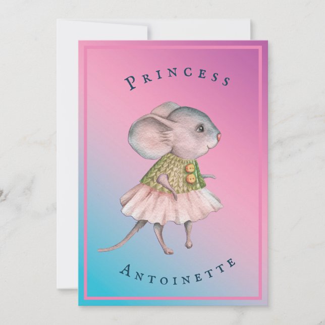Child Pink Blue Girly Rat Mouse Personal Birthday Card (Front)