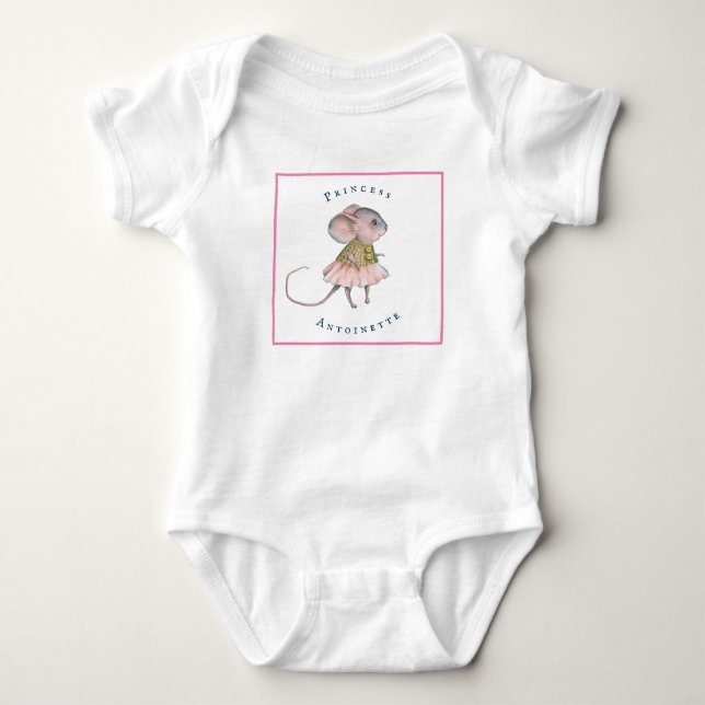 Child Pink Blue Girly Rat Mouse Personal Princess Baby Bodysuit (Front)