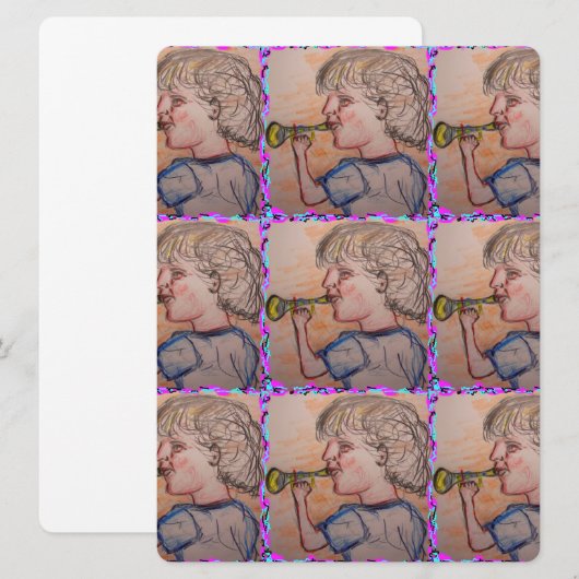 child playing toy horn (Front/Back)