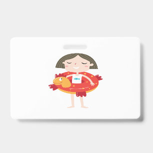 child plays on beach badge