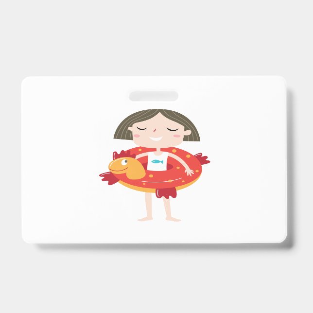 child plays on beach badge (Front)