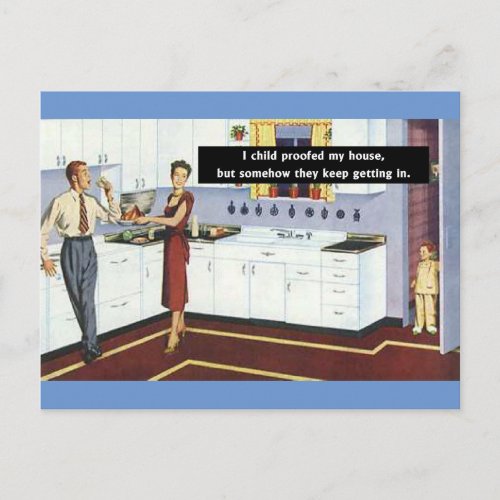 Child Proofing Kitchen _ Retro Vintage Funny Postcard