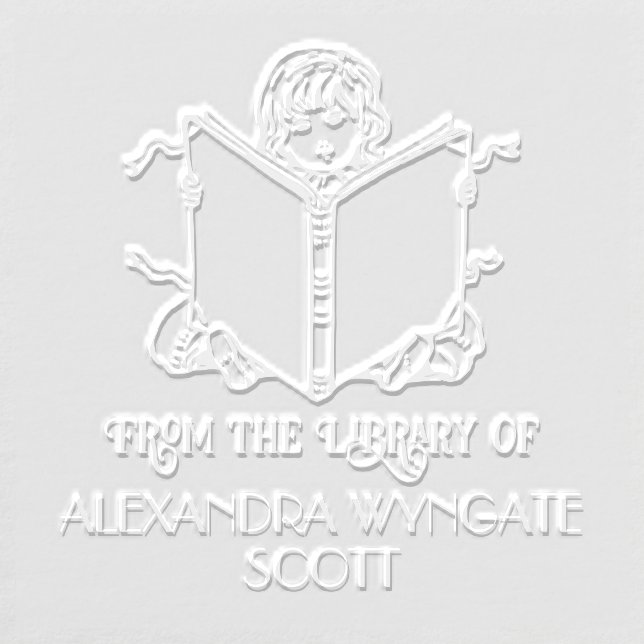 Child Reading Book “From the Library of” Book Name Embosser (Design)