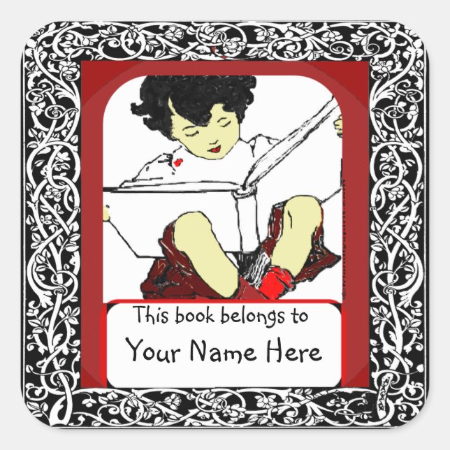 Child Reading Bookplate (Front)