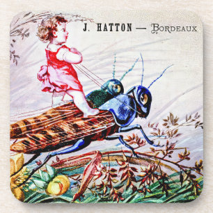 Child Riding Grasshoppers Beverage Coaster