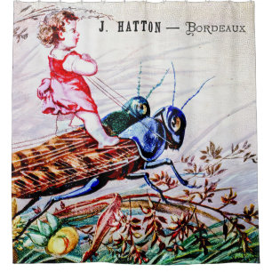 Child Riding Grasshoppers Shower Curtain