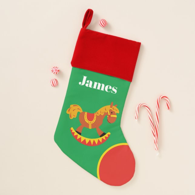 Child Rocking Horse Christmas Stocking - Customize (Front)
