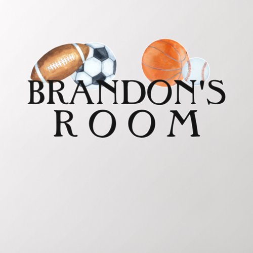 Child Room Sports Name with Baseball Soccer  Wall Decal