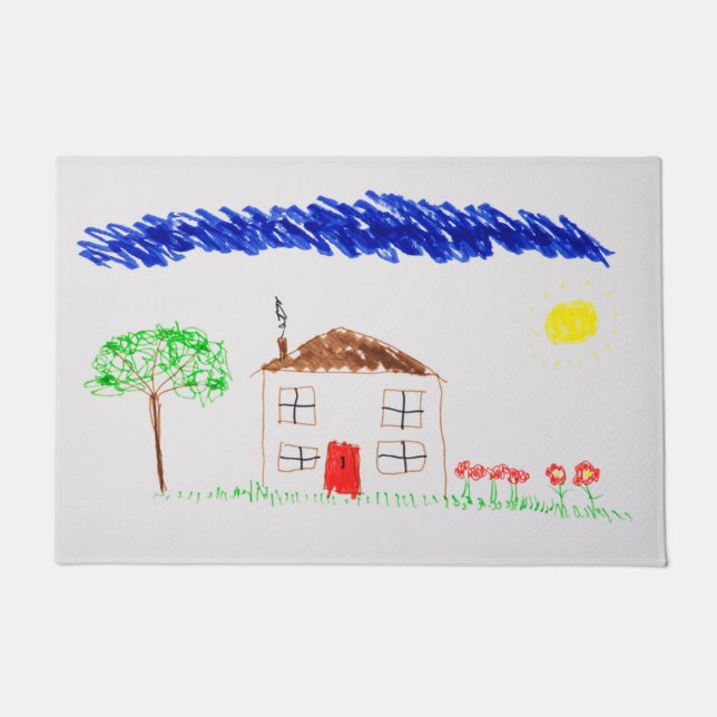 Child`s drawing house of a Door Mat (Front)