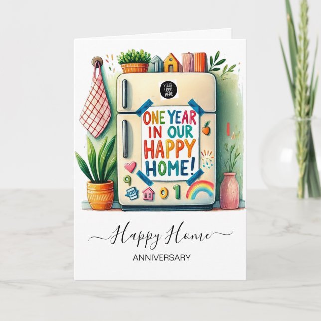 Child’s Drawing on Fridge - Happy Houseaversary Card (Front)
