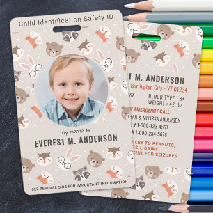 Child Safety Emergency Kids Photo Identification Badge