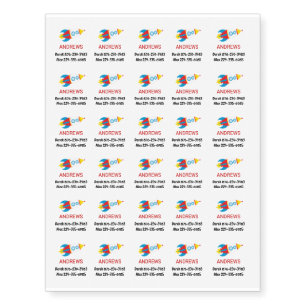 Child Safety Lost Phone Number Space Rocket Temporary Tattoos